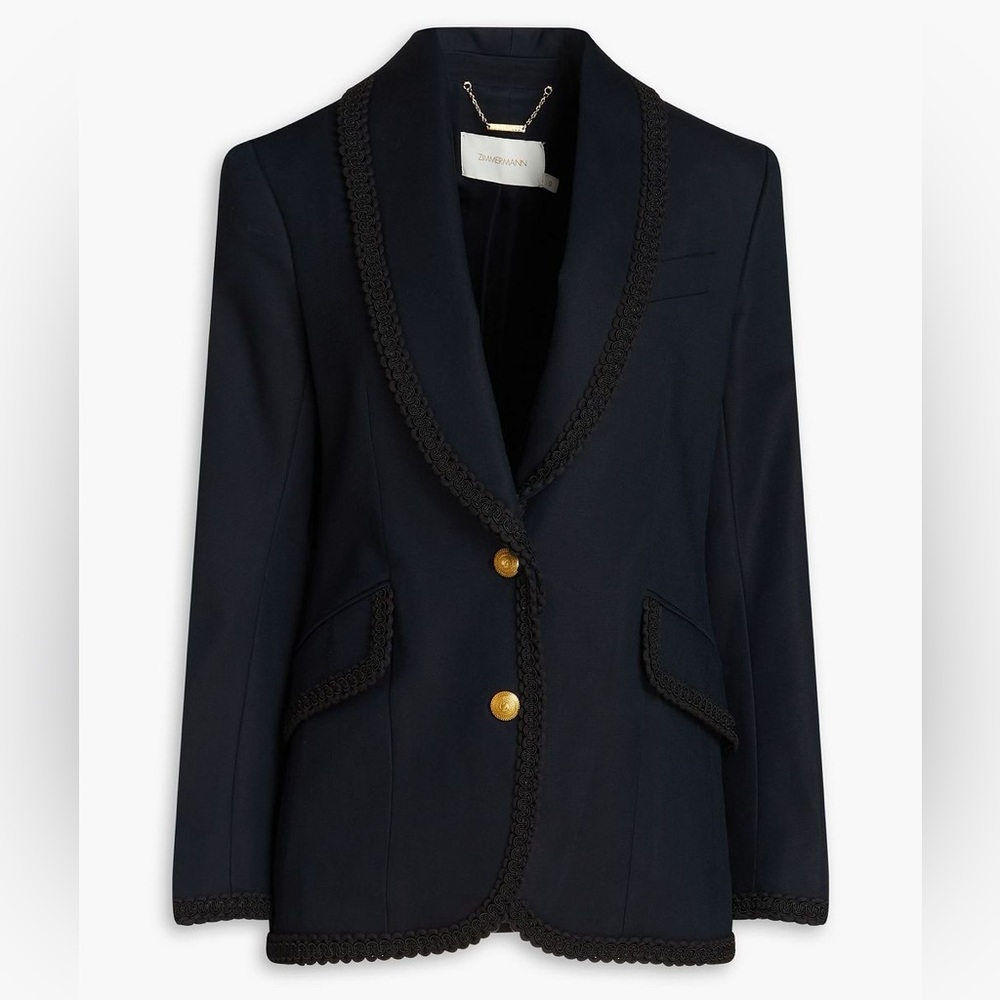 Zimmermann - Celestial Cotton-Blend Blazer in Navy
